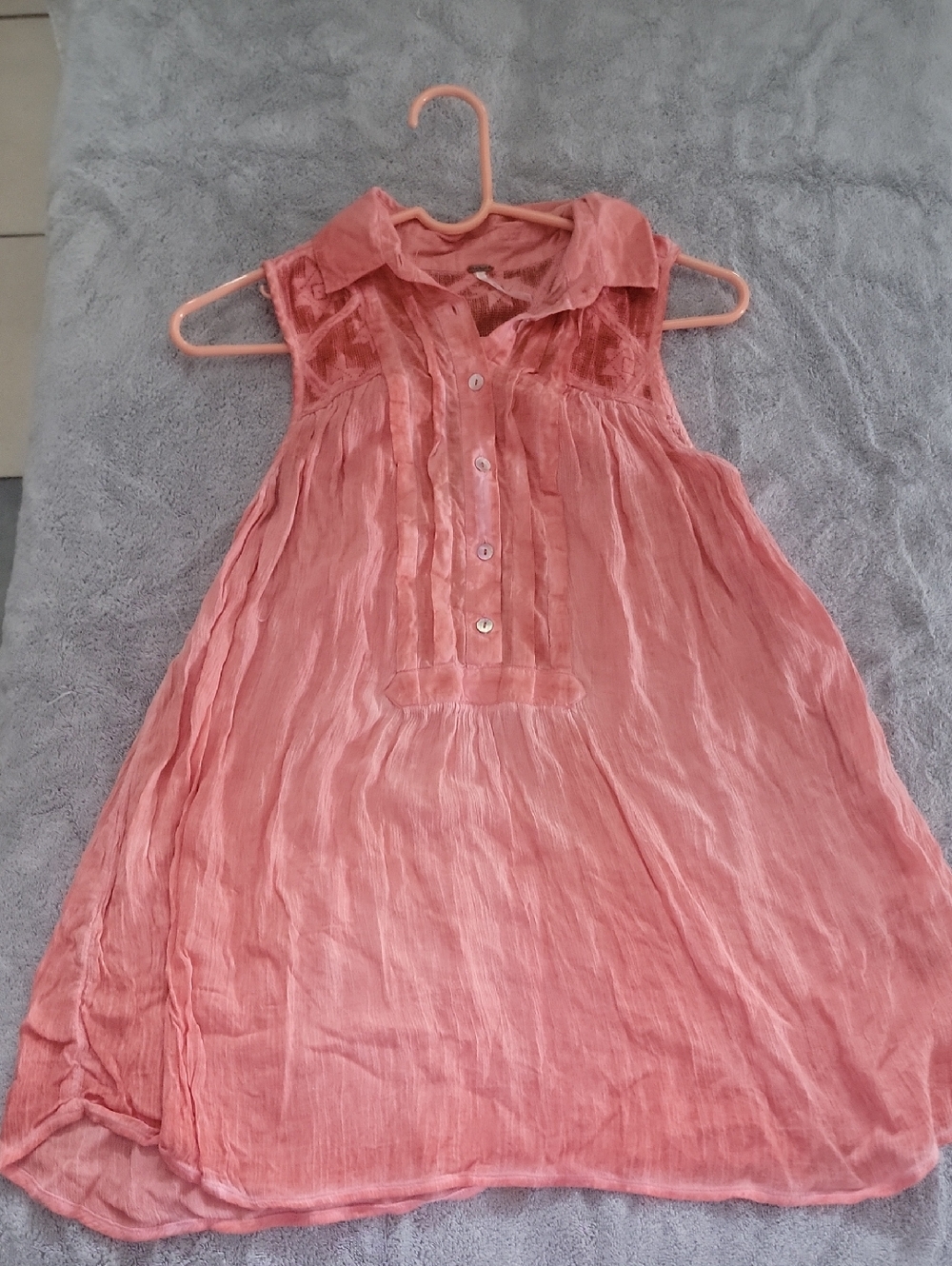Free People Coral Pink Button-Front Tunic
